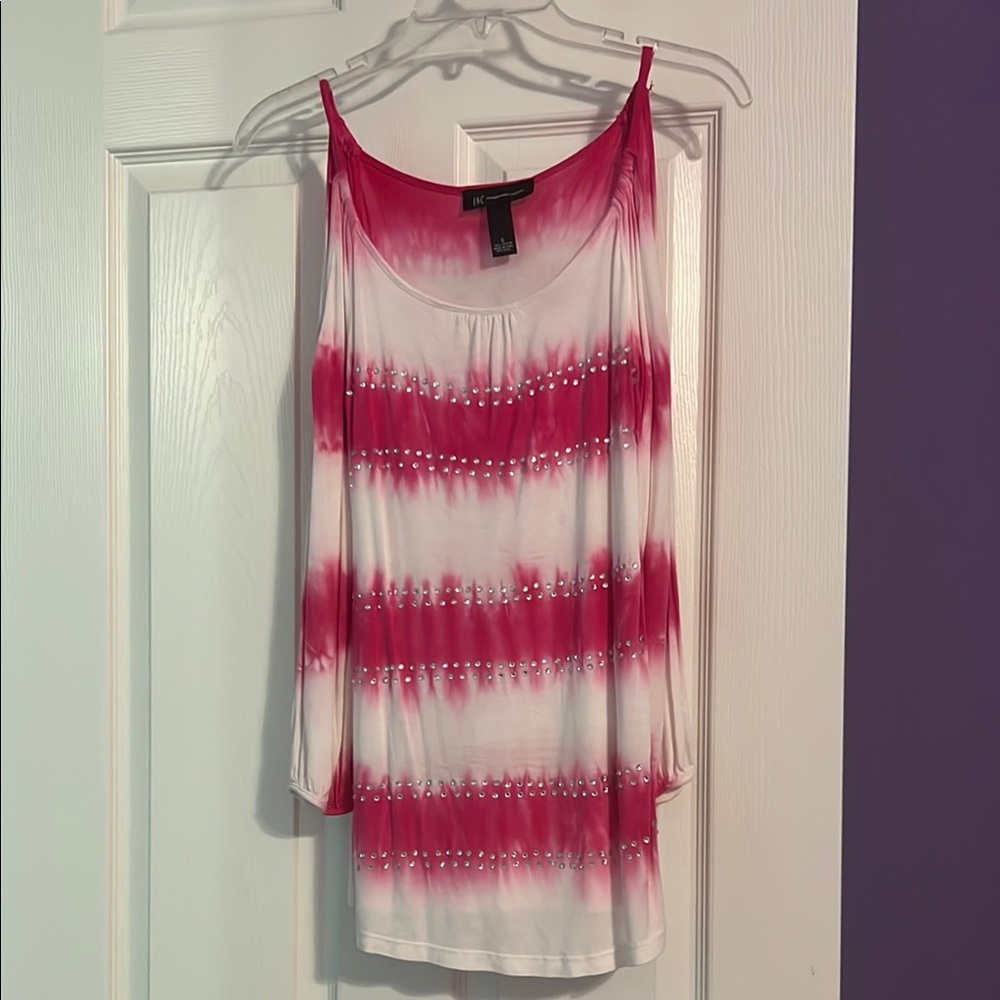 INC International Concepts Pink and White Camisole Blouse